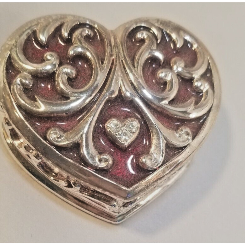 Vintage Gordon's Silver Plated Heart shaped Jewelry Trinket Box